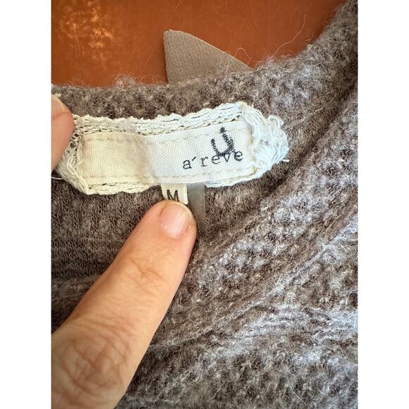 Anthropologie A’reve 🌿 Boho Lace Open Back Knit Top M Blush Beige - Picture 9 of 10